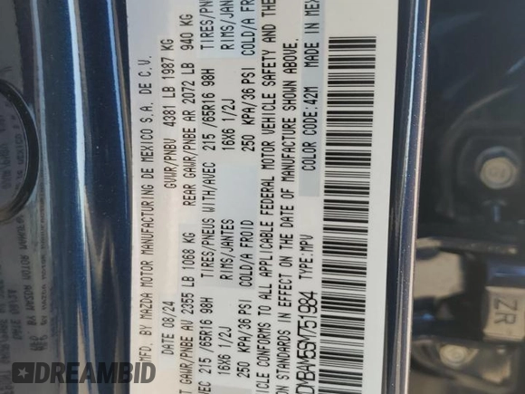 2025 Mazda CX-30 S with VIN 3MVDMBAM5SM751984, listed as a Copart auction lot 43232255 with 2,448 mi miles and Salvage title. Bid and sale history available at DreamBid. Image 15.