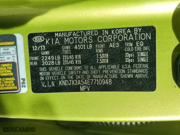 2014 Kia Soul ! with VIN KNDJX3A54E7710948, listed as a Copart auction lot 50612925 with 120,460 mi miles and Salvage Title. Bid and sale history available at carsss.com. Image 13.