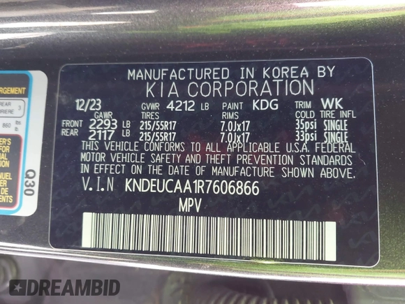 2024 Kia Seltos S z VIN KNDEUCAA1R7606866, wystawiony jako IAAI lot #41860017 z przebiegiem 15 384 mil mil oraz . Historia ofert i sprzedaży dostępna na DreamBid. Obrazek 9.