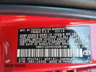 2014 Toyota Yaris L with VIN VNKKTUD34EA008106, listed as a Copart auction lot 44619425 with 205,544 mi miles and Salvage Title. Bid and sale history available at carsss.com. Image 13.