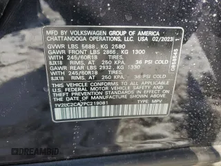 2023 Volkswagen Atlas SE с VIN 1V2LC2CA7PC219081, выставлен на аукционе Copart как лот 41369365 с пробегом 12 941 миль миль и Списание • Salvage title. История ставок и продаж доступна на DreamBid. Изображение 15.