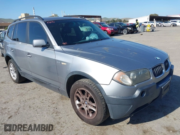 2004 BMW X3 2.5i with VIN WBXPA73414WC37026, listed as a IAAI auction lot 42142708 with 182,397 mi miles. Bid and sale history available at carsss.com. Image 1.
