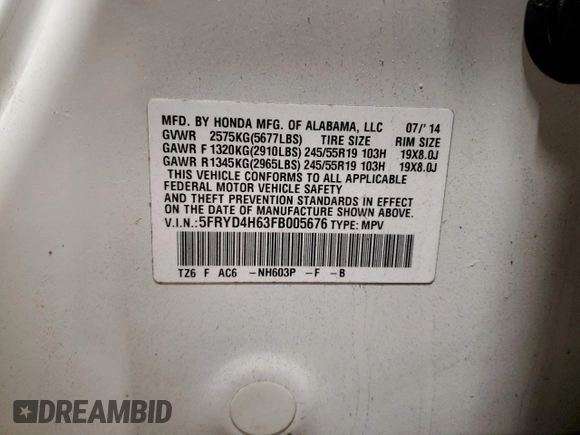 2015 Acura MDX Technology z VIN 5FRYD4H63FB005676, wystawiony jako Copart lot #41363205 z przebiegiem 123 298 mil mil oraz Szkoda całkowita • Salvage title. Historia ofert i sprzedaży dostępna na DreamBid. Obrazek 13.