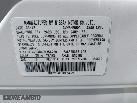 2013 Infiniti G37 x z VIN JN1CV6AR6DM354220, wystawiony jako IAAI lot #42248365 z przebiegiem 136 396 mil mil oraz . Historia ofert i sprzedaży dostępna na DreamBid. Obrazek 9.