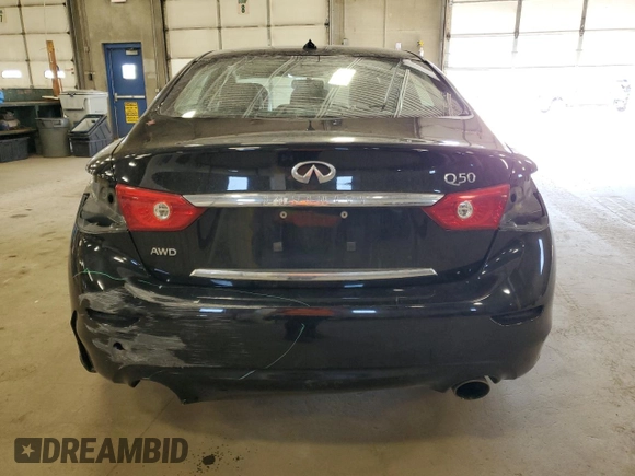 2014 Infiniti Q50 Premium with VIN JN1BV7ARXEM695977, listed as a Copart auction lot 52209795 with 100,700 mi miles and Salvage Title. Bid and sale history available at DreamBid. Image 6.