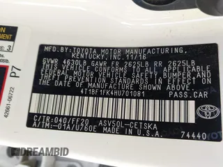 2017 Toyota Camry XLE with VIN 4T1BF1FK4HU701081, listed as a IAAI auction lot 41576380 with 75,426 mi miles. Bid and sale history available at carsss.com. Image 9.