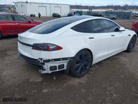 2022 Tesla Model S with VIN 5YJSA1E50NF469579, listed as a IAAI auction lot 41682974 with 48,519 mi miles. Bid and sale history available at carsss.com. Image 4.