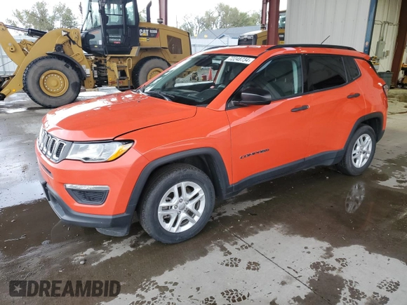 2018 Jeep Compass Sport with VIN 3C4NJCAB3JT123574, listed as a Copart auction lot 72248734 with 88,990 mi miles and Salvage title. Bid and sale history available at DreamBid. Image 1.