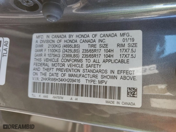 2019 Honda CR-V LX with VIN 2HKRW6H34KH209416, listed as a Copart auction lot 41383525 with 101,241 mi miles and Non Repairable. Bid and sale history available at carsss.com. Image 14.