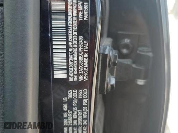 2018 Jeep Renegade Latitude with VIN ZACCJBBBXJPH52403, listed as a Copart auction lot 59636375 with 68,860 mi miles and Salvage title. Bid and sale history available at DreamBid. Image 13.