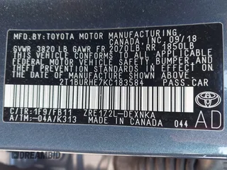 2019 Toyota Corolla L z VIN 2T1BURHE7KC183584, wystawiony jako IAAI lot #41908235 z przebiegiem 110 845 mil mil oraz . Historia ofert i sprzedaży dostępna na DreamBid. Obrazek 9.