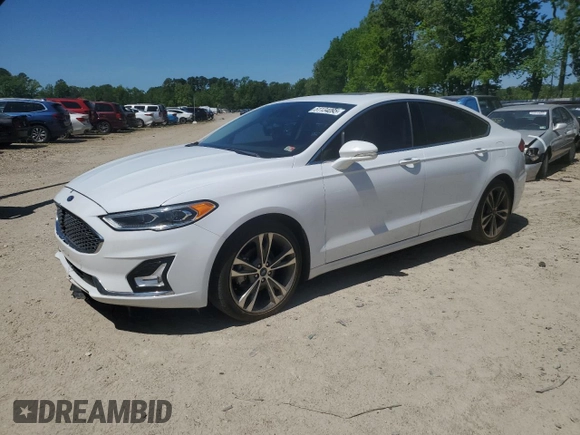 2019 Ford Fusion Titanium with VIN 3FA6P0K98KR233733, listed as a Copart auction lot 51134095 with 184,572 mi miles and Clean Title. Bid and sale history available at carsss.com. Image 1.