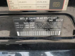 2012 Mercedes-Benz S-Class S 550 with VIN WDDNG7DB3CA465141, listed as a IAAI auction lot 41882056 with 142,110 mi miles. Bid and sale history available at carsss.com. Image 9.