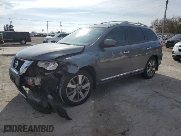 2016 Nissan Pathfinder Platinum with VIN 5N1AR2MN7GC663713, listed as a Copart auction lot 82332604 with 106,934 mi miles and Salvage Title. Bid and sale history available at carsss.com. Image 1.