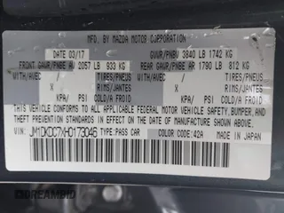 2017 Mazda CX-3 Touring z VIN JM1DKDC7XH0173046, wystawiony jako IAAI lot #42378951 z przebiegiem 223 122 mil mil oraz . Historia ofert i sprzedaży dostępna na DreamBid. Obrazek 9.