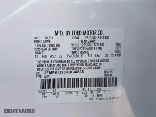 2017 Ford Edge SEL with VIN 2FMPK4J93HBC46835, listed as a IAAI auction lot 41893501 with 244,618 mi miles. Bid and sale history available at carsss.com. Image 9.