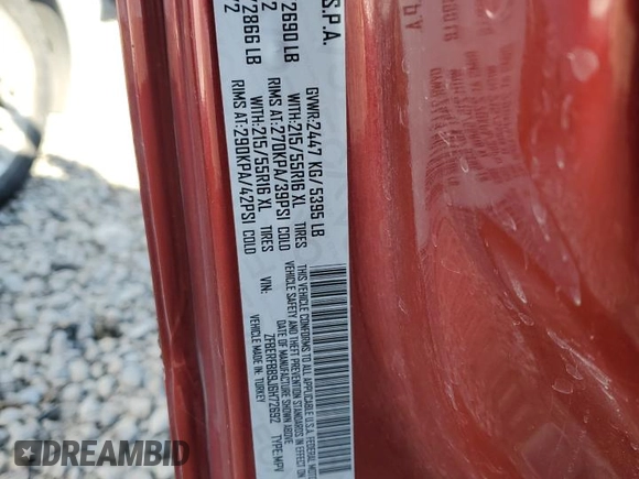 2018 Ram ProMaster City Cargo Van Tradesman SLT with VIN ZFBERFBB9J6H72692, listed as a Copart auction lot 42428545 with 59,305 mi miles and Salvage Title. Bid and sale history available at carsss.com. Image 12.