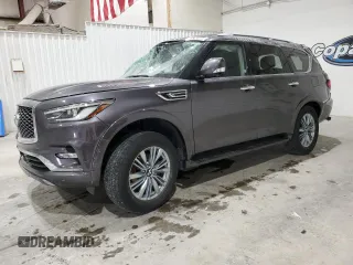 2024 Infiniti QX80 LUXE with VIN JN8AZ2AF4R9765203, listed as a Copart auction lot 53792895 with 43,450 mi miles and Non Repairable. Bid and sale history available at carsss.com. Image 1.