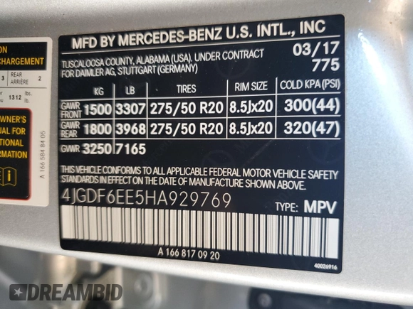 2017 Mercedes-Benz GLS 450 with VIN 4JGDF6EE5HA929769, listed as a Copart auction lot 64458923 with 8,900 mi miles and . Bid and sale history available at DreamBid. Image 15.