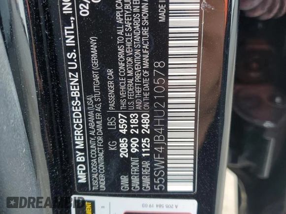 2017 Mercedes-Benz C 300 z VIN 55SWF4JB4HU210578, wystawiony jako Copart lot #58906335 z przebiegiem 34 838 mil mil oraz Szkoda całkowita • Salvage title. Historia ofert i sprzedaży dostępna na DreamBid. Obrazek 13.