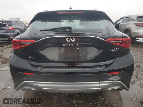 2017 Infiniti QX30 Luxury with VIN SJKCH5CR9HA032560, listed as a Copart auction lot 47092605 with 63,053 mi miles and Salvage title. Bid and sale history available at DreamBid. Image 6.