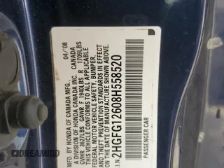 2008 Honda Civic Cpe LX with VIN 2HGFG12608H558520, listed as a Copart auction lot 53000085 with 340,170 mi miles and Salvage Title. Bid and sale history available at carsss.com. Image 12.