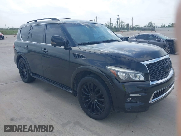 2015 Infiniti QX80 with VIN JN8AZ2ND1F9770203, listed as a IAAI auction lot 41949816 with 213,836 mi miles and . Bid and sale history available at DreamBid. Image 1.