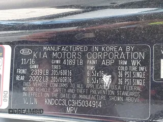 2017 Kia Niro Touring Launch Edition with VIN KNDCC3LC3H5034914, listed as a IAAI auction lot 41683906 with 1 mi miles. Bid and sale history available at carsss.com. Image 9.