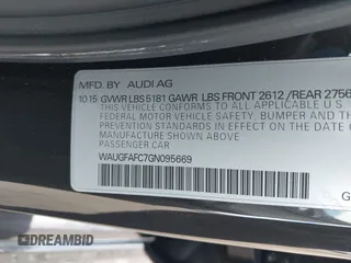 2016 Audi A6 2.0T Premium Plus with VIN WAUGFAFC7GN095669, listed as a IAAI auction lot 41894313 with 84,725 mi miles. Bid and sale history available at carsss.com. Image 9.