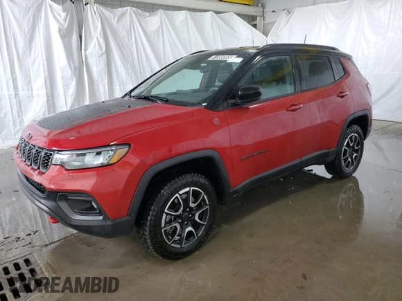 2025 Jeep Compass Trailhawk z VIN 3C4NJDDN8ST532442, wystawiony jako Copart lot #61386085 z przebiegiem 11 207 mil mil oraz Czysty tytuł • Clean title. Historia ofert i sprzedaży dostępna na DreamBid. Obrazek 1.