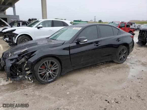 2020 Infiniti Q50 3.0t LUXE with VIN JN1EV7AR8LM254522, listed as a Copart auction lot 88525325 with 43,399 mi miles and Salvage Title. Bid and sale history available at carsss.com. Image 1.