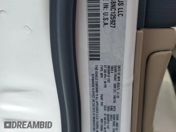 2022 Jeep Grand Cherokee Limited with VIN 1C4RJEBG8NC125927, listed as a Copart auction lot 57166605 with 74,013 mi miles and Salvage title. Bid and sale history available at DreamBid. Image 13.