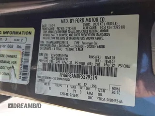 2015 Ford Mustang V6 with VIN 1FA6P8AM8F5329519, listed as a IAAI auction lot 42226971 with 108,730 mi miles and . Bid and sale history available at DreamBid. Image 9.