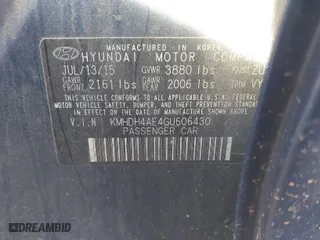 2016 Hyundai Elantra SE with VIN KMHDH4AE4GU606430, listed as a IAAI auction lot 41835376 with 156,827 mi miles. Bid and sale history available at carsss.com. Image 9.