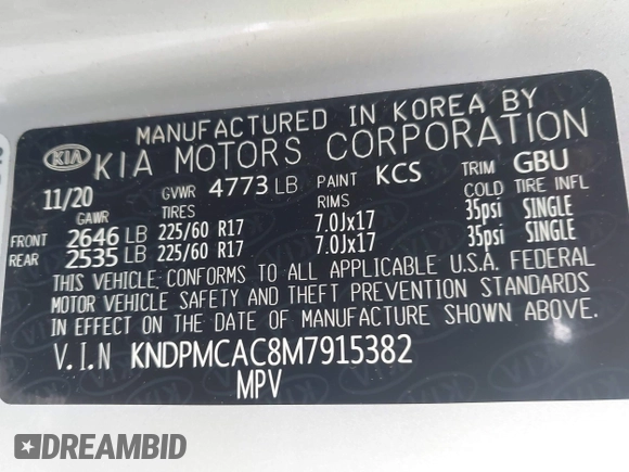2021 Kia Sportage LX z VIN KNDPMCAC8M7915382, wystawiony jako IAAI lot #42265478 z przebiegiem 20 117 mil mil oraz . Historia ofert i sprzedaży dostępna na DreamBid. Obrazek 9.