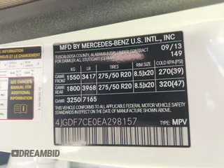 2014 Mercedes-Benz GL-Class GL 450 with VIN 4JGDF7CE0EA298157, listed as a IAAI auction lot 42094478 with 202,424 mi miles. Bid and sale history available at carsss.com. Image 9.