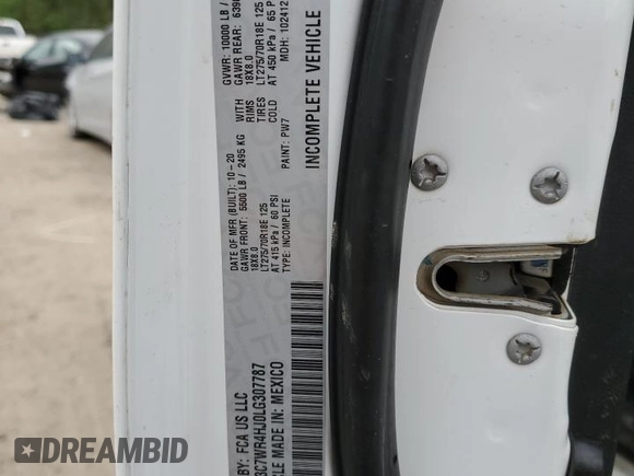 2020 Ram 2500 Tradesman with VIN 3C7WR4HJ0LG307787, listed as a Copart auction lot 51241605 with 0 mi miles and Salvage Title. Bid and sale history available at carsss.com. Image 13.
