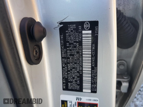 2011 Toyota Camry LE with VIN 4T1BF3EK9BU149520, listed as a Copart auction lot 49206655 with 225,425 mi miles and Salvage Title. Bid and sale history available at carsss.com. Image 12.