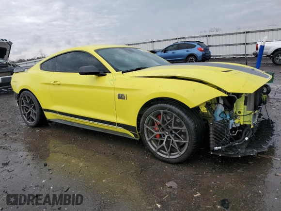 2021 Ford Mustang Mach 1 with VIN 1FA6P8R09M5552053, listed as a Copart auction lot 43067625 with 18,921 mi miles and Salvage Title. Bid and sale history available at carsss.com. Image 4.
