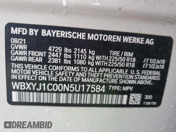 2022 BMW X2 xDrive28i z VIN WBXYJ1C00N5U17584, wystawiony jako Copart lot #55994955 z przebiegiem 21 973 mil mil oraz Czysty tytuł • Clean title. Historia ofert i sprzedaży dostępna na DreamBid. Obrazek 12.
