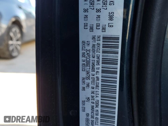 2014 Dodge Journey SXT with VIN 3C4PDCBB6ET104795, listed as a Copart auction lot 88402935 with 144,795 mi miles and Salvage Title. Bid and sale history available at carsss.com. Image 16.