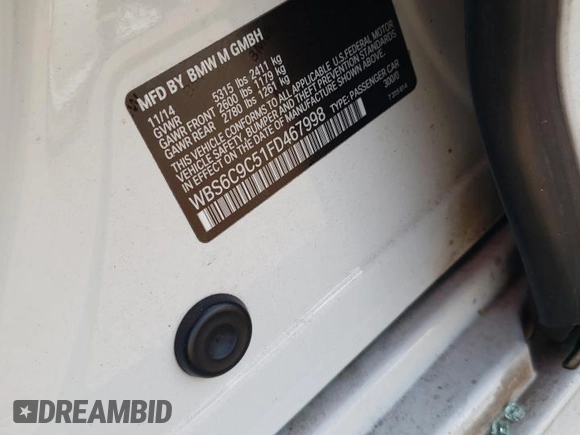 2015 BMW M6 z VIN WBS6C9C51FD467998, wystawiony jako Copart lot #67775934 z przebiegiem Nie podano mil oraz Szkody całkowita. Historia ofert i sprzedaży dostępna na DreamBid. Obrazek 13.