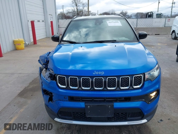 2023 Jeep Compass Limited with VIN 3C4NJDCN9PT519336, listed as a IAAI auction lot 41978460 with 35,272 mi miles and . Bid and sale history available at DreamBid. Image 12.