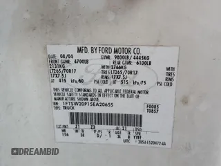 2005 Ford F-250 XL with VIN 1FTSW20P15EA20655, listed as a Copart auction lot 74034134 with Not Provided miles and Non Repairable. Bid and sale history available at DreamBid. Image 13.