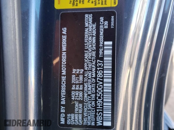 2016 BMW M2 with VIN WBS1H9C50GV786137, listed as a Copart auction lot 80149834 with 0 mi miles and Salvage Title. Bid and sale history available at carsss.com. Image 14.
