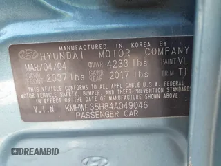 2004 Hyundai Sonata GLS with VIN KMHWF35H84A049046, listed as a IAAI auction lot 42071777 with 158,148 mi miles. Bid and sale history available at carsss.com. Image 9.