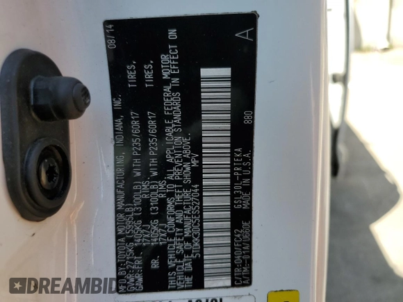 2014 Toyota Sienna LE AAS with VIN 5TDKK3DC5ES527044, listed as a Copart auction lot 52445695 with 162,664 mi miles and Clean Title. Bid and sale history available at carsss.com. Image 13.