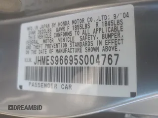 2005 Honda Civic with VIN JHMES96695S004767, listed as a Copart auction lot 49029805 with 130,882 mi miles and Salvage Title. Bid and sale history available at DreamBid. Image 13.