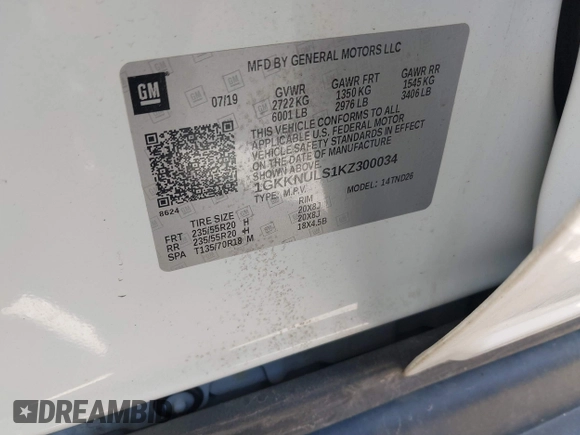 2019 GMC Acadia SLT with VIN 1GKKNULS1KZ300034, listed as a IAAI auction lot 41900362 with 31,901 mi miles and . Bid and sale history available at DreamBid. Image 9.