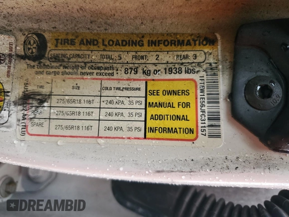 2018 Ford F-150 XL with VIN 1FTEW1E56JFC31157, listed as a Copart auction lot 59553225 with Not provided miles and Non repairable. Bid and sale history available at DreamBid. Image 13.